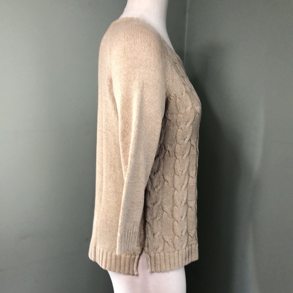 Talbots Sweater Cable Knit Lightweight Linen Cotton Beige Tan Small Petite - Picture 6 of 10